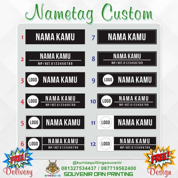 Name tag Custom peniti
