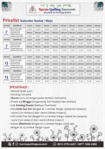 Pricelist Kalender Meja