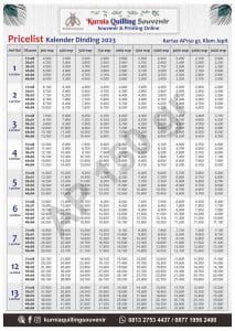 Pricelist Kalender 2023 AP150