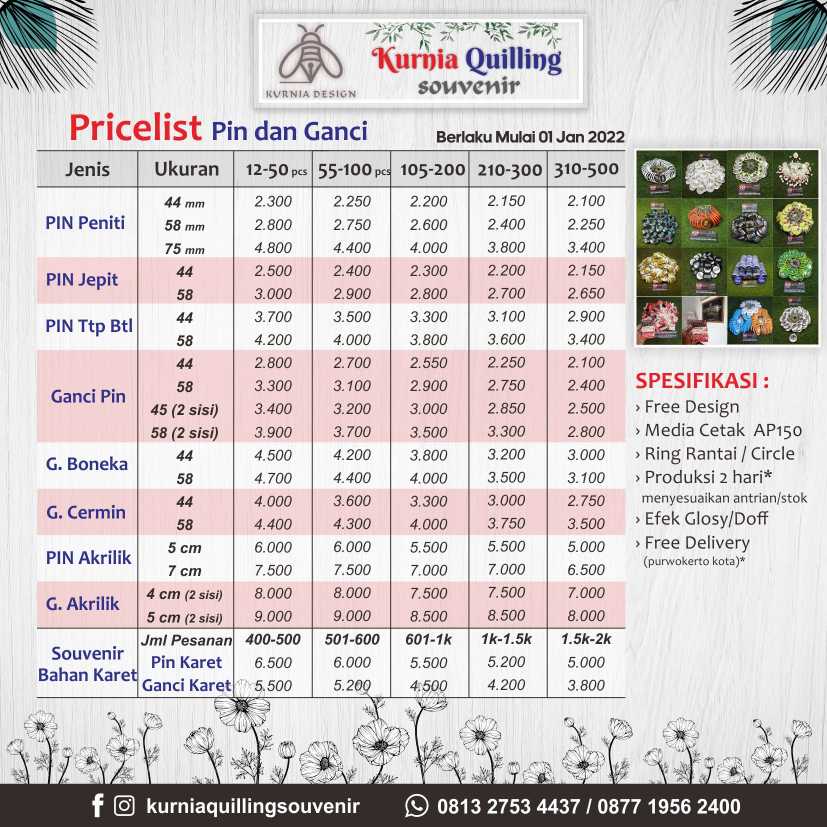 Harga gantungan kunci dan pin